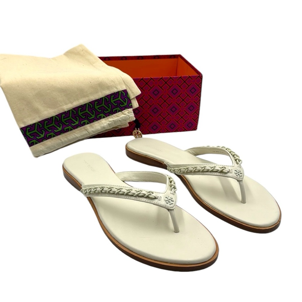 Tory Burch Leather Everly Chain Thong Sandals Size 11